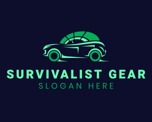 Green Vehicle Speedometer logo design