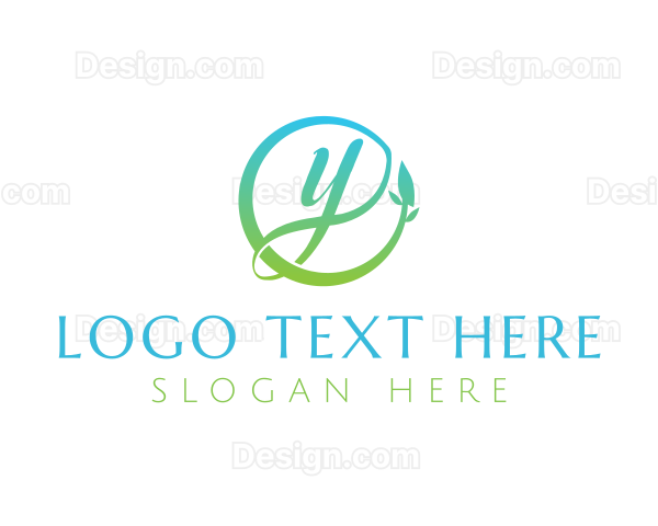 Natural Leaf Circle Letter Y Logo