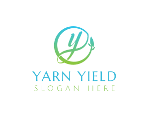 Natural Leaf Circle Letter Y logo design