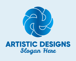 Blue Propeller Air Fan  logo design