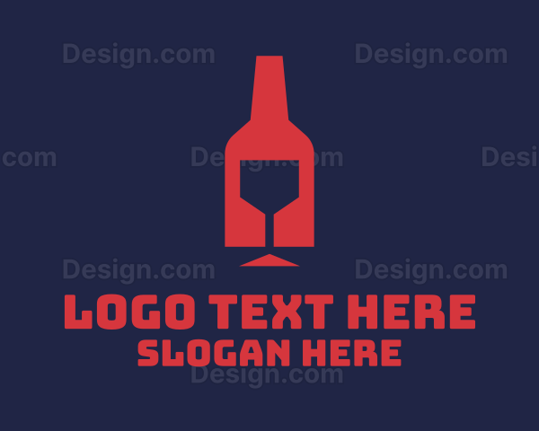 Wine Glass Bottle Silhouette Logo