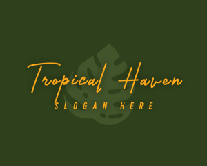 Tropical Monstera Leaf logo design