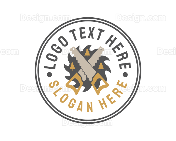 Saw Pine Tree Badge Logo