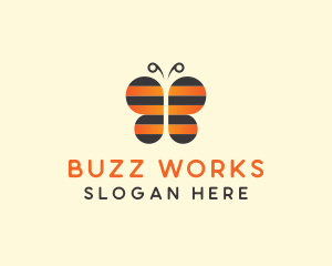 Bee Butterfly Insect logo design