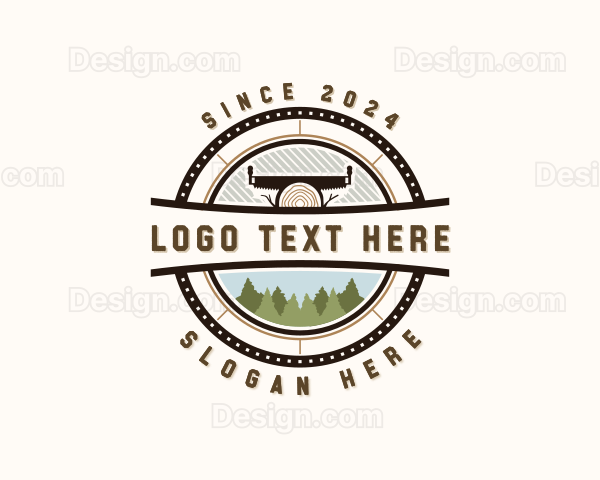 Saw Log Woodwork Logo