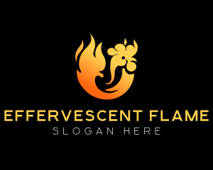 Flaming Roast Chicken BBQ  logo design