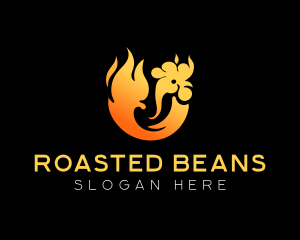 Flaming Roast Chicken BBQ  logo design