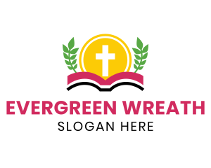 Holy Cross Bible Wreath logo design