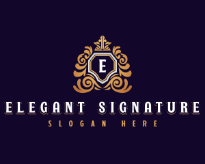 Elegant Crown Shield logo design