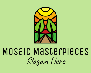 Seedling Plant Sun Mosaic logo design