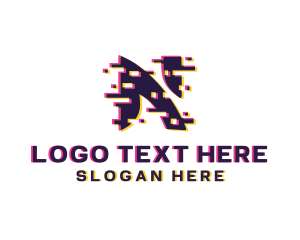 Glitch Pixel Letter N Logo