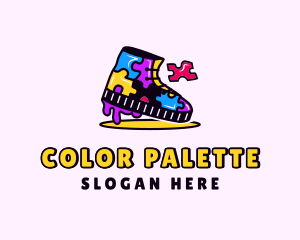 Colorful Puzzle Shoe logo design