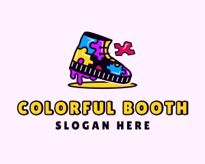 Colorful Puzzle Shoe logo design