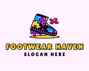 Colorful Puzzle Shoe logo design