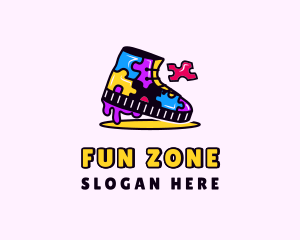 Colorful Puzzle Shoe logo design