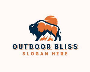 Bison Mountain Sunset logo design