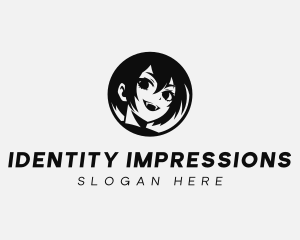 Anime Girl Character logo