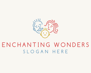 Monoline Happy Family logo design