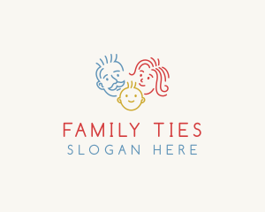 Monoline Happy Family logo design