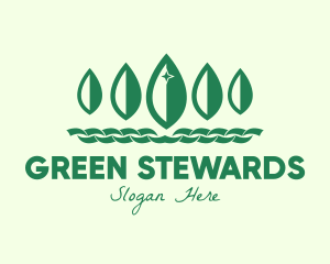 Green Leaves Crown logo design