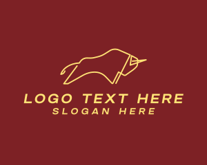 Minimalist Golden Bull logo design