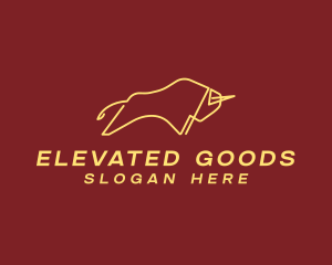 Minimalist Golden Bull logo design