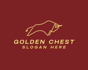 Minimalist Golden Bull logo design