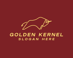 Minimalist Golden Bull logo design