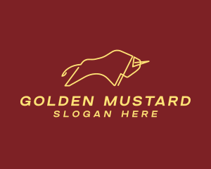 Minimalist Golden Bull logo design