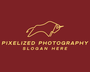 Minimalist Golden Bull logo design