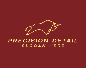 Minimalist Golden Bull logo design