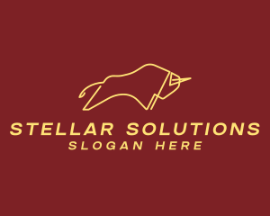 Minimalist Golden Bull logo design