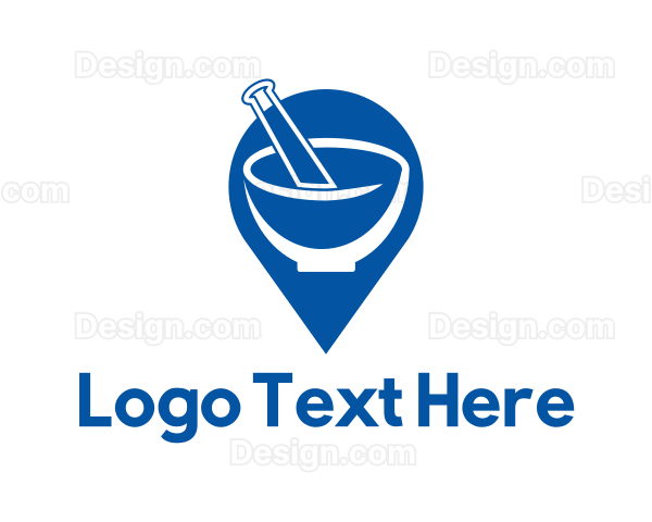 Mortar & Pestle Location Pin Logo