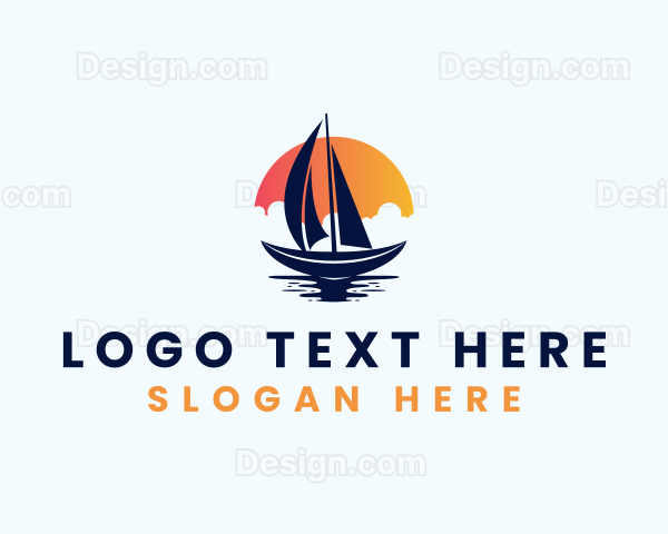 Sun Sailing Boat Logo