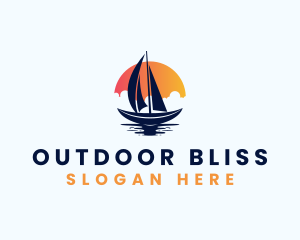 Sun Sailing Boat logo design