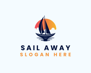 Sun Sailing Boat logo design