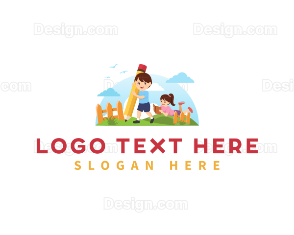 Kids Kindergarten Preschool Logo