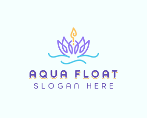 Floating Lotus Candle logo design