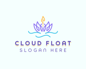 Floating Lotus Candle logo design