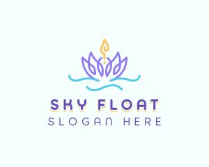 Floating Lotus Candle logo design