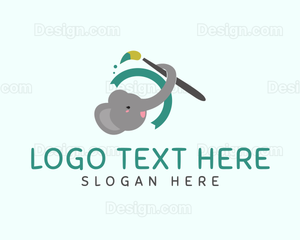 Cute Elephant Painter Logo