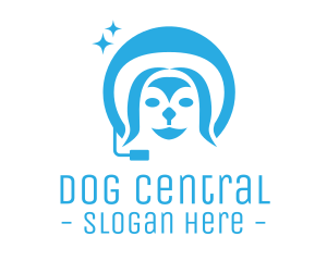 Blue Astronaut Dog logo design