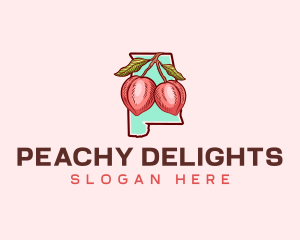 Peach Fruit Alabama logo design