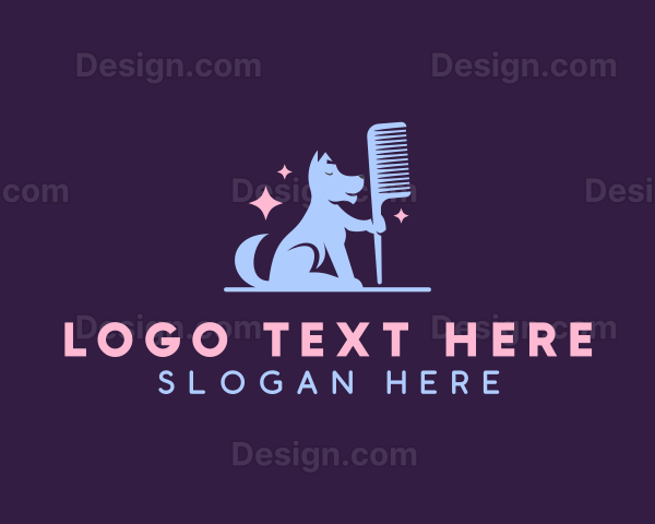 Dog Pet Grooming Comb Logo