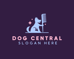 Dog Pet Grooming Comb logo design