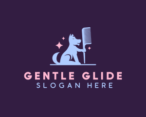 Dog Pet Grooming Comb logo design