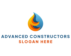 3D Fire Water Energy logo design