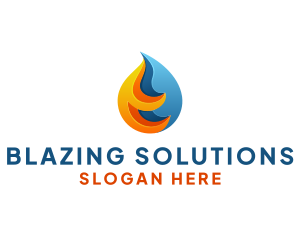 3D Fire Water Energy logo design