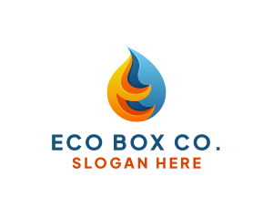 3D Fire Water Energy logo design