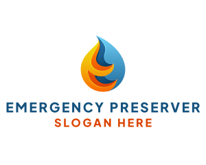 3D Fire Water Energy logo design